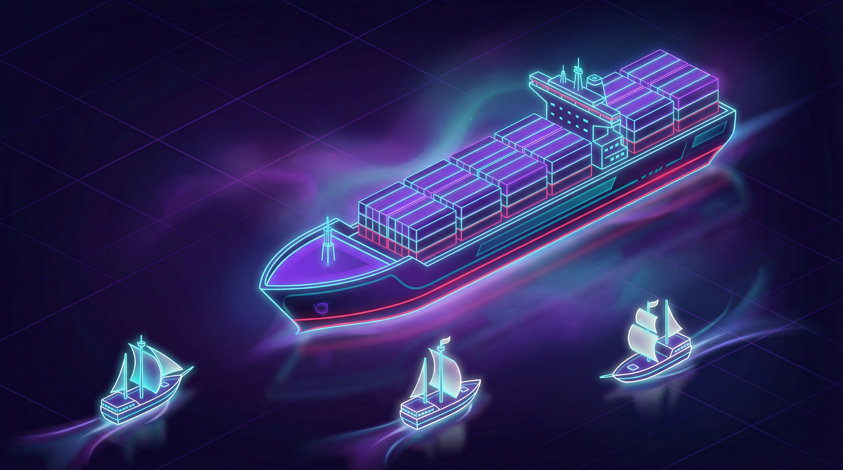 Container ship with sailboats - modular ERP architecture