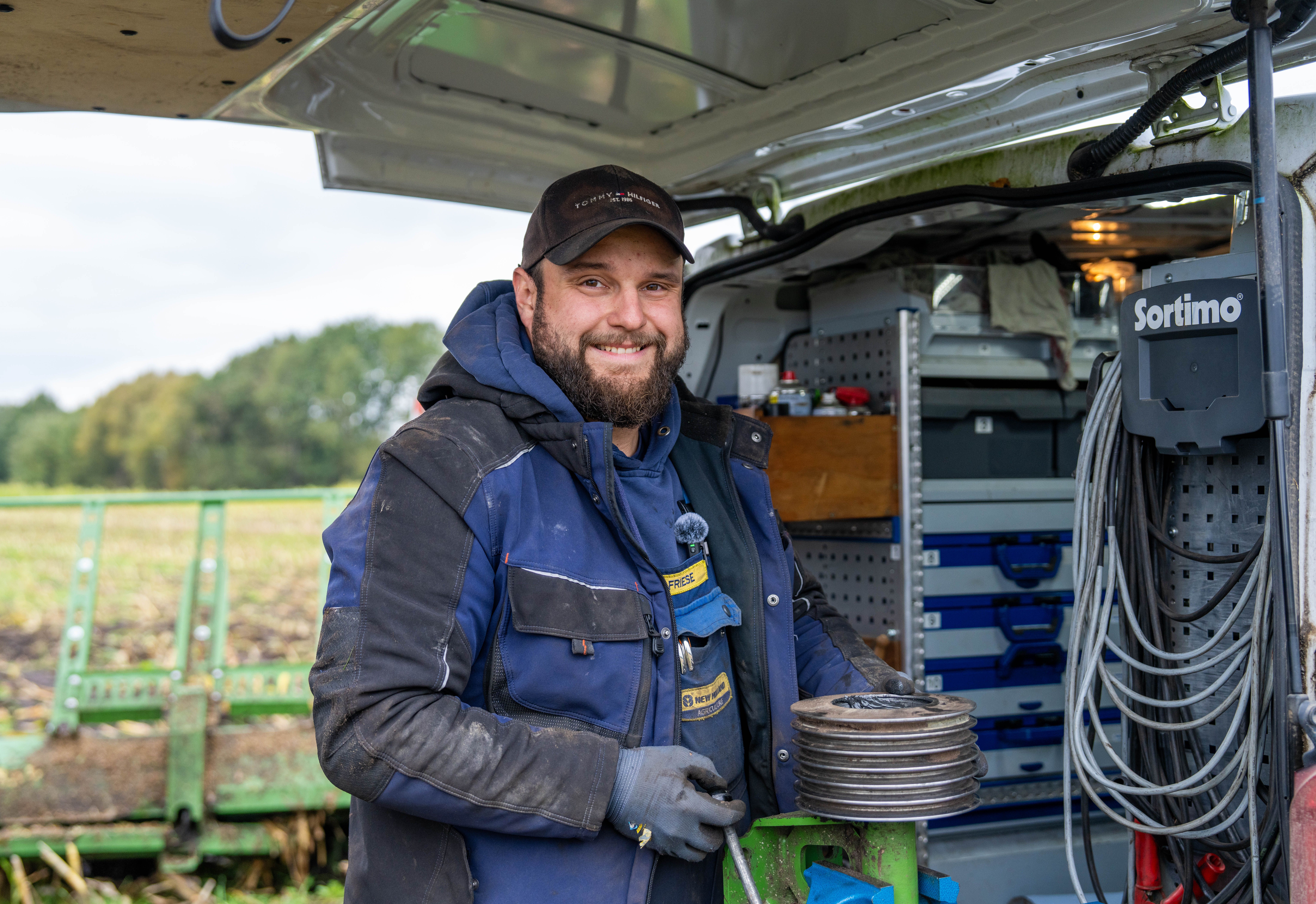 Technician at service vehicle