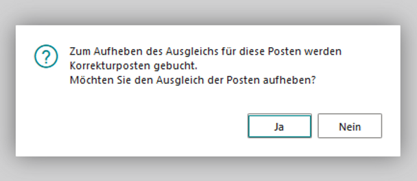Bestätigung Ausgleich aufheben