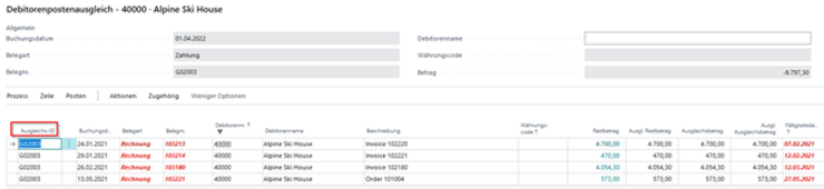 Ausgleichs-ID setzen