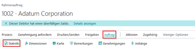 Statusübersicht eines Rahmenauftrags