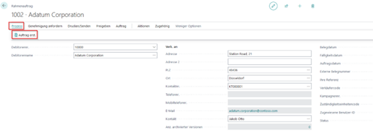 Bestätigung zur Auftragserstellung