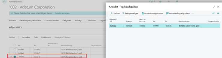 Aufträge aus Rahmenaufträgen öffnen