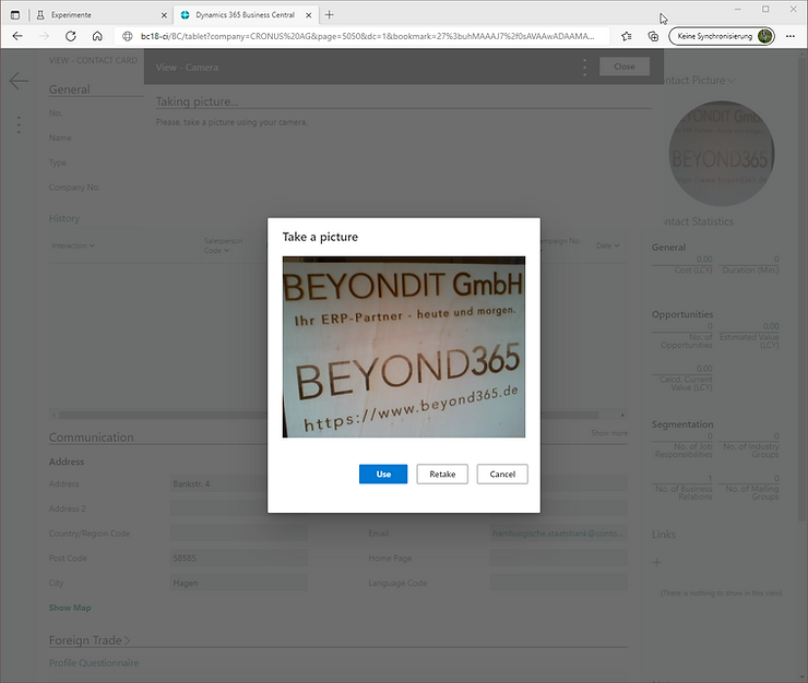 Use the taken picture