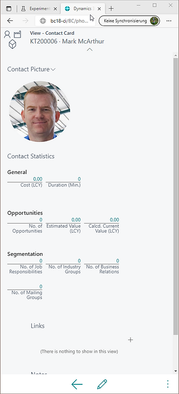Phone client view in browser