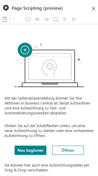 Page Scripting Startansicht