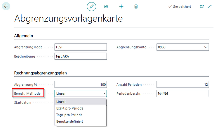 Abgrenzungsvorlage anlegen