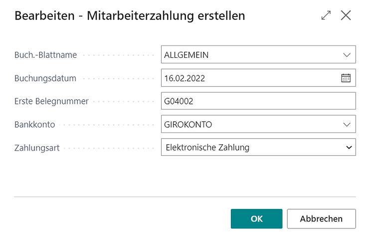 Dialog Mitarbeiterzahlung