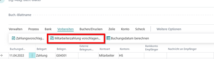 Mitarbeiterzahlung vorschlagen