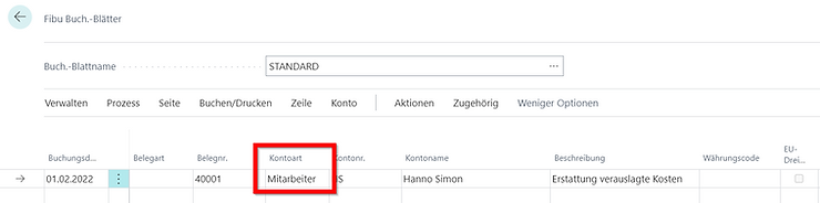 Ausgaben im Buchungsblatt erfassen