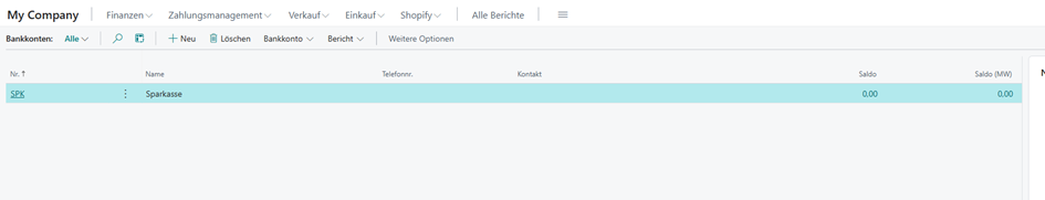 Bankkonten-Liste mit Saldo