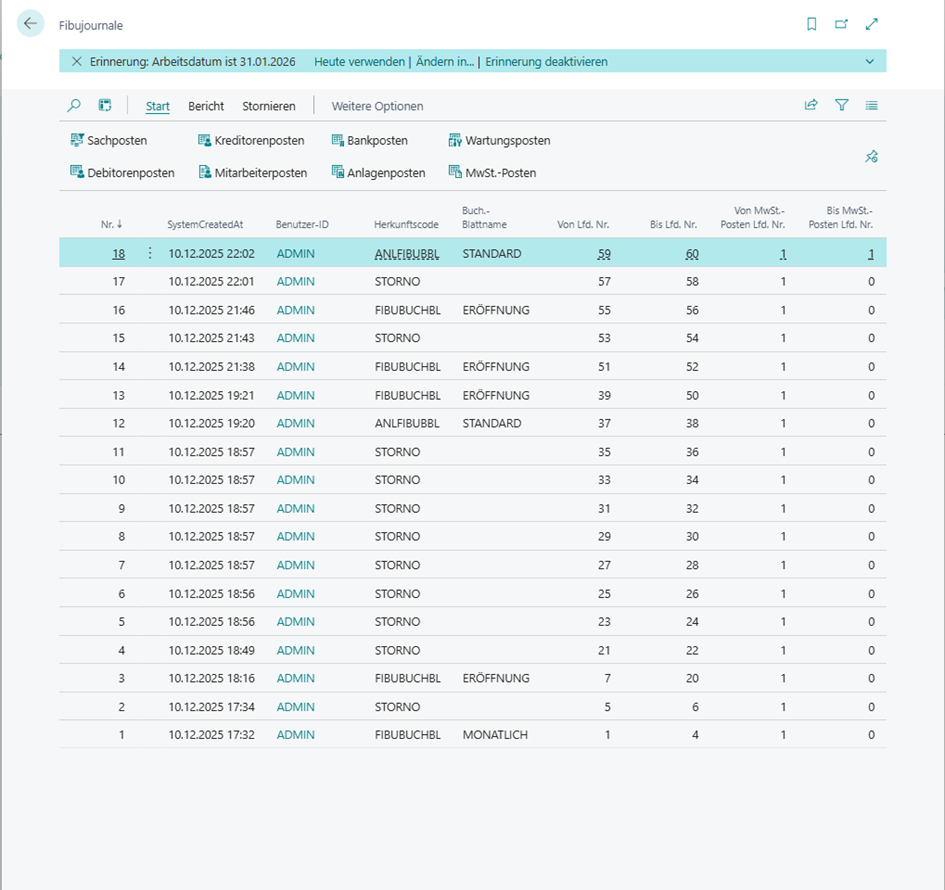 Fibujournale Übersicht