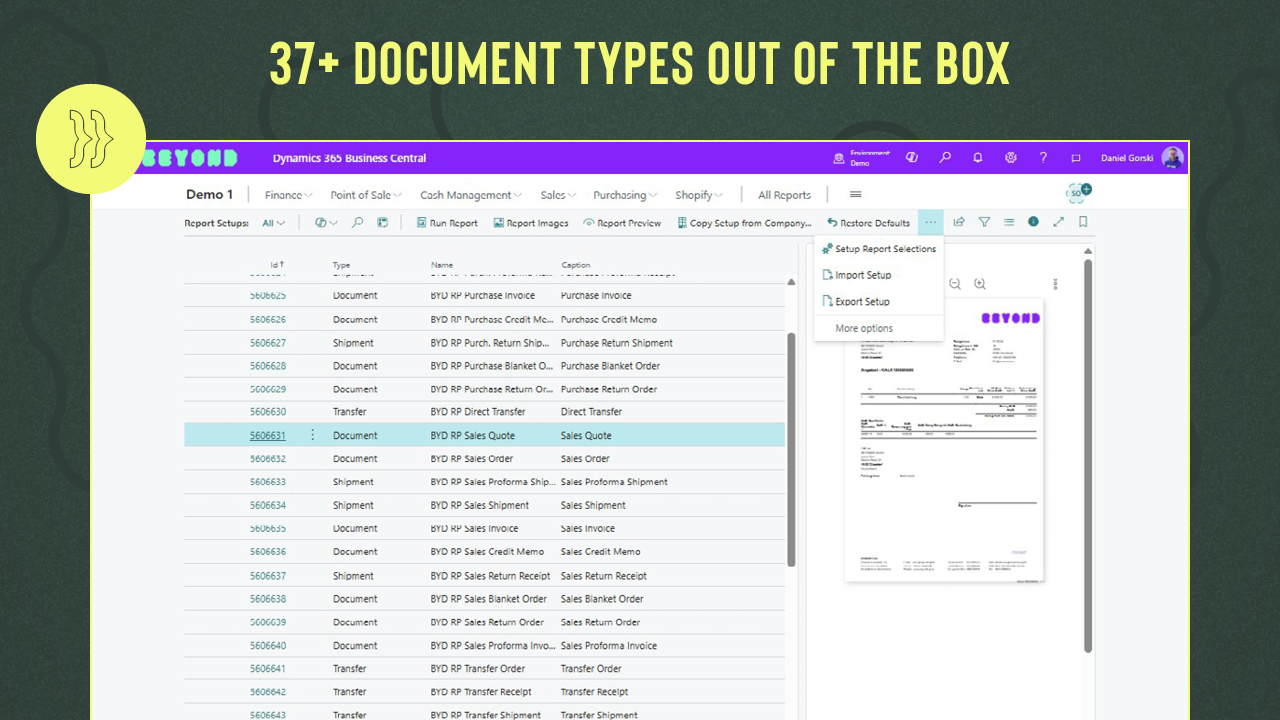 No-code report designer with live preview