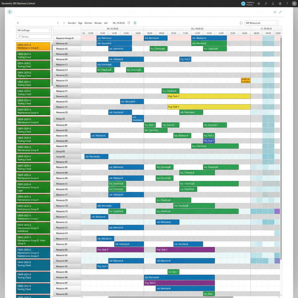 Beyond Scheduler planning board: scheduling service orders and resources across hours, days, and weeks