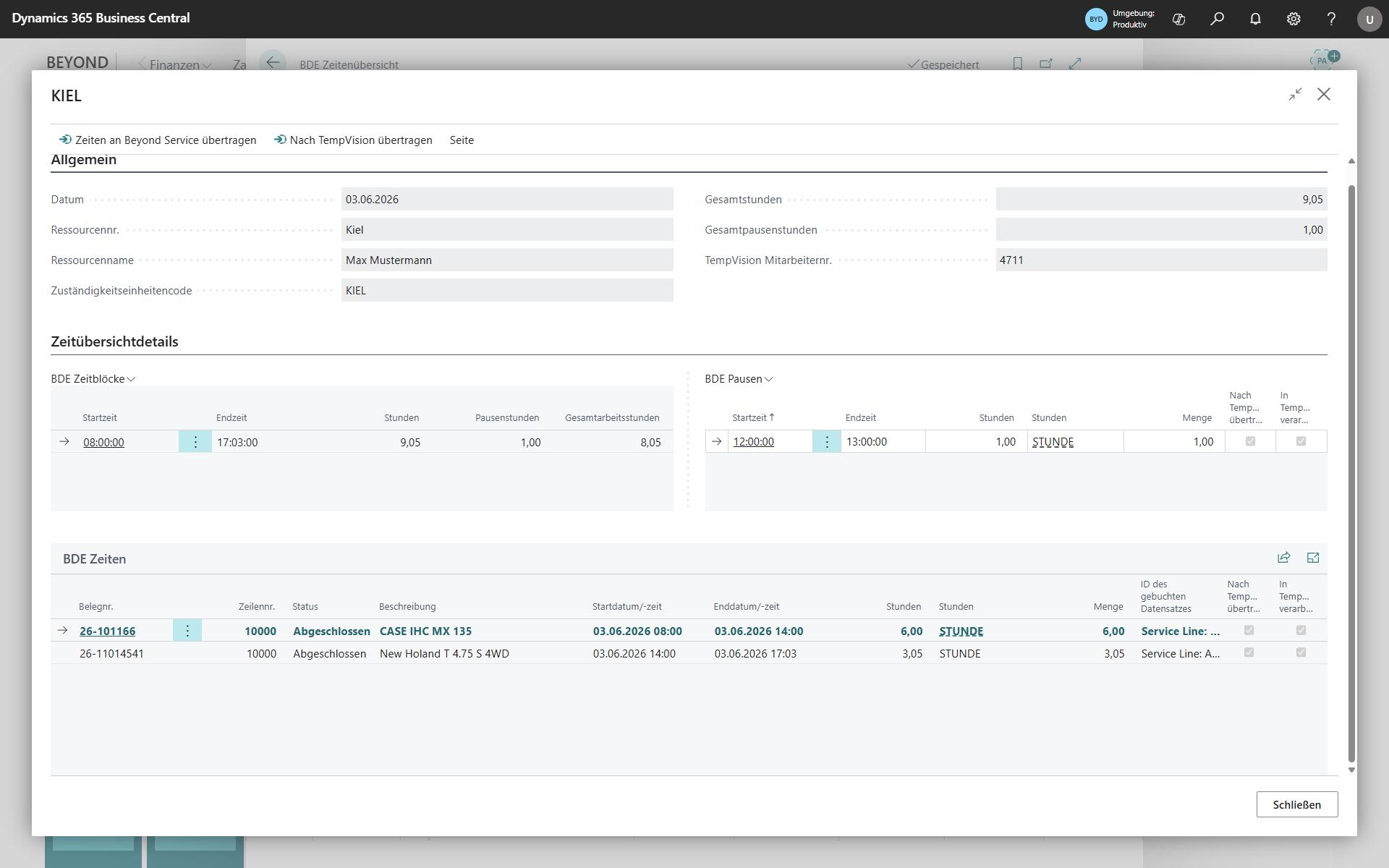 Time entry overview: hand service times directly to Beyond Service and TempVision
