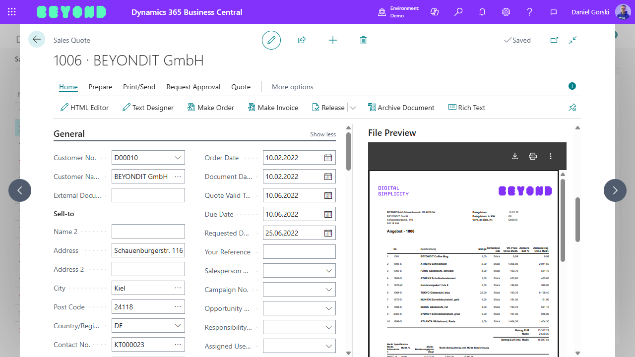 You can use also the Preview Section on every Entity